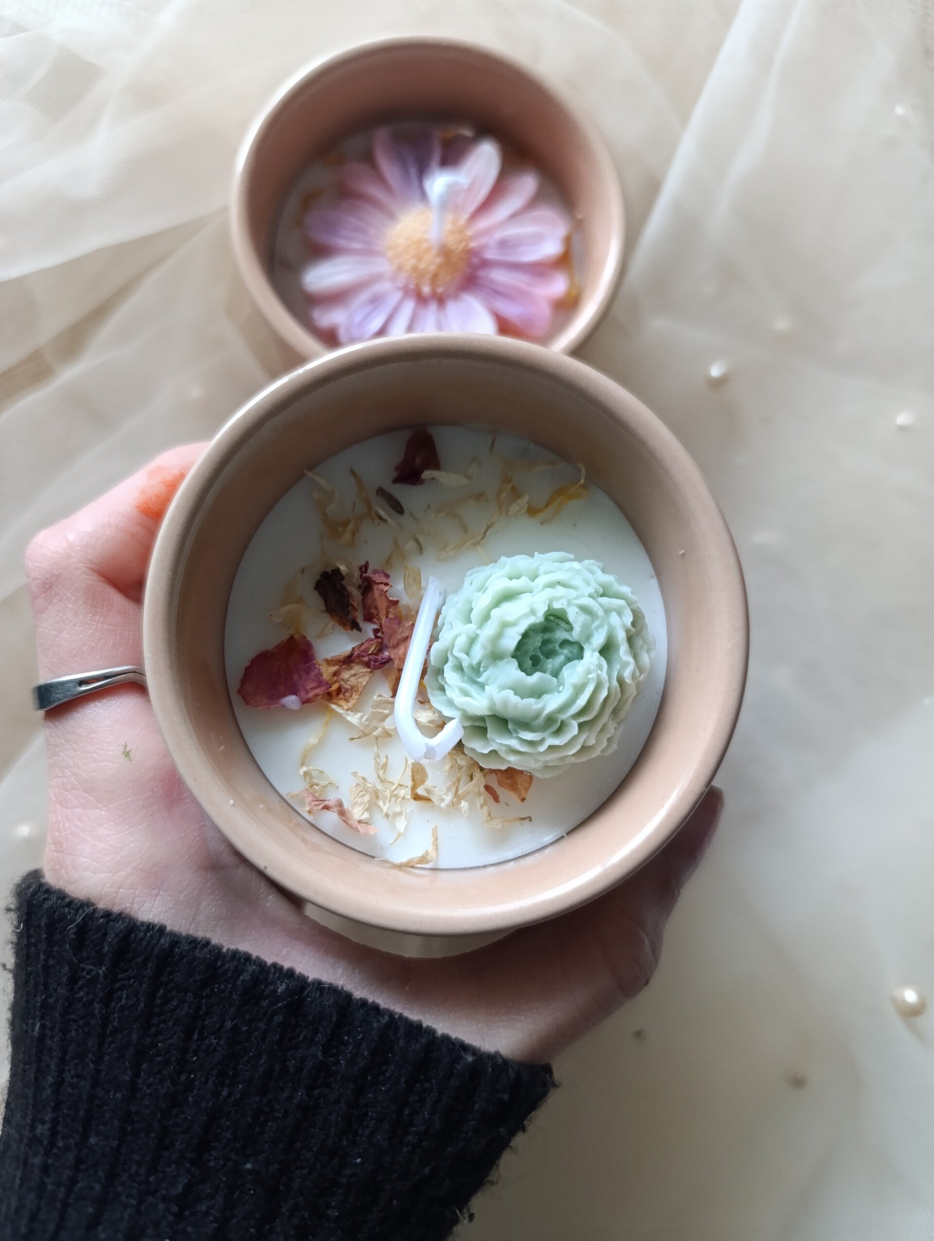 Velas en vaso de cerámica aroma canela y naranja - 3