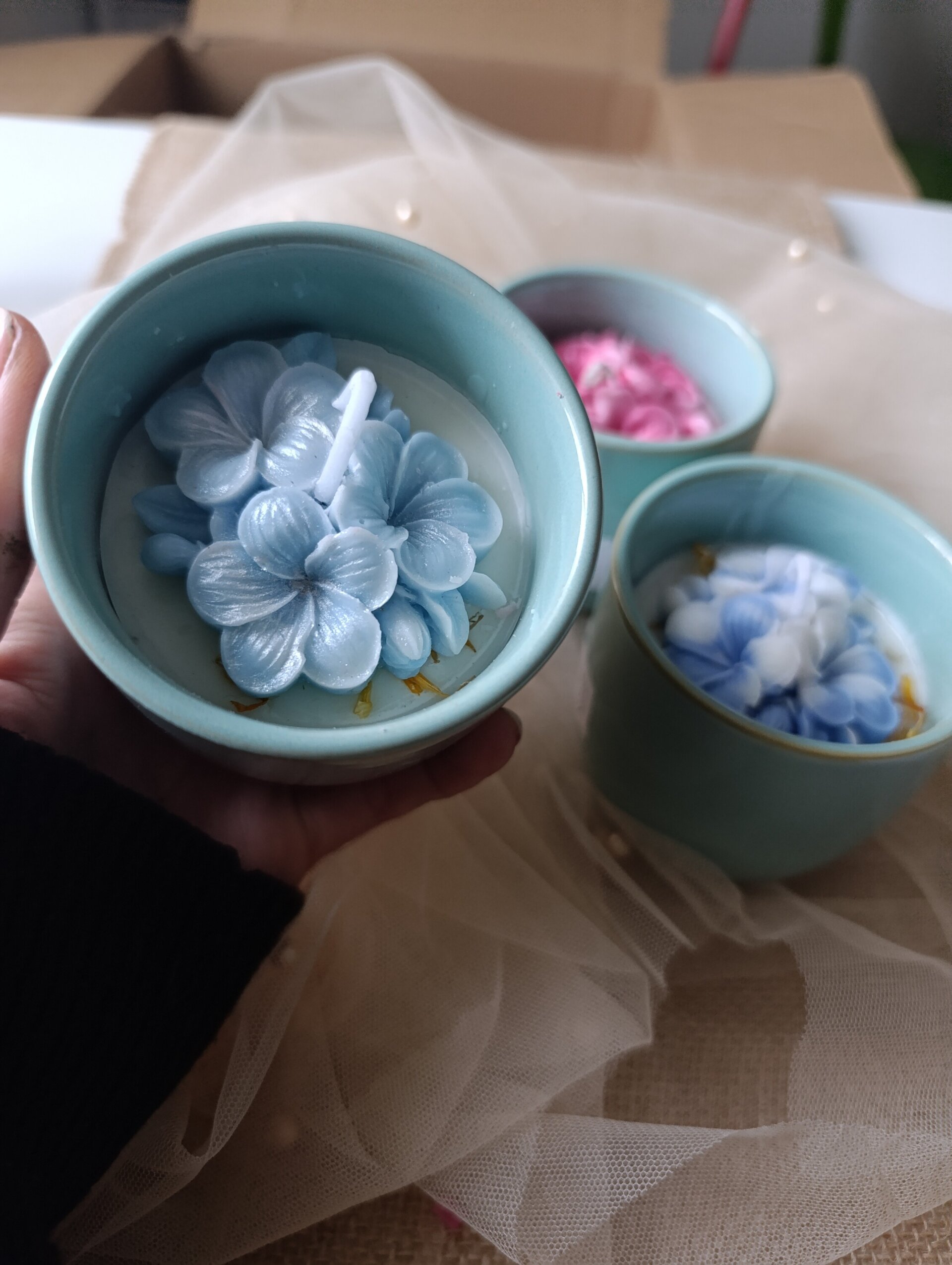 Velas en vaso de cerámica aroma coco vainilla - 4