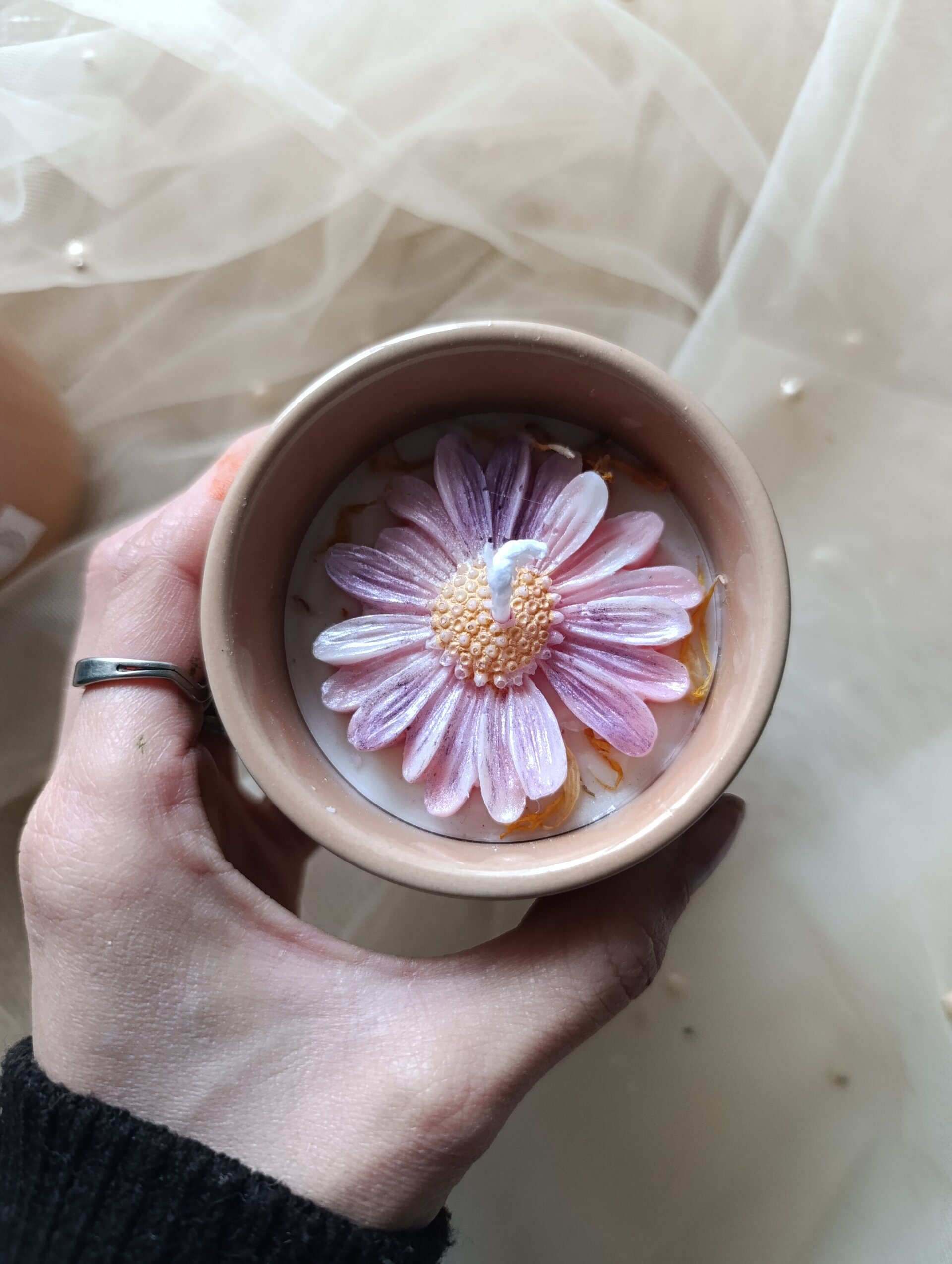 Velas en vaso de cerámica aroma canela y naranja - 2